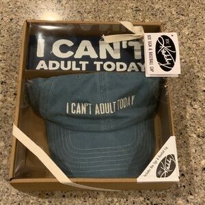 I Can't Adult Today Baseball Cap and Box Sign Gift Set DenimBlue
